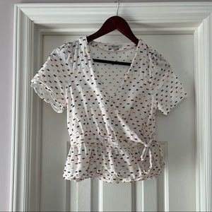 Madewell Embroidered Wrap Top XS